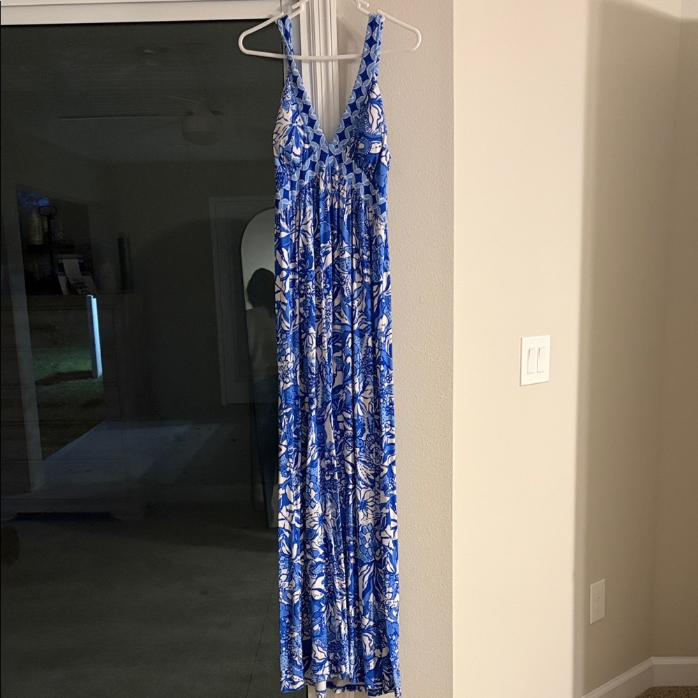Lilly Pulitzer Blue and White Maxi Dress